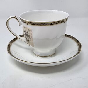 Wedgwood Windsor Black Footed Teacup and Saucer New